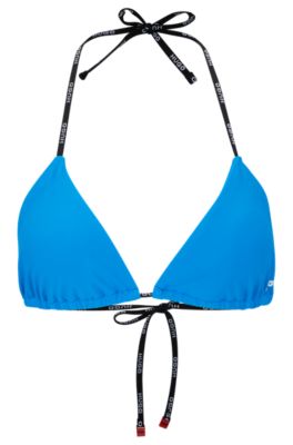 HUGO - Branded-strap triangle bikini top with logo detail