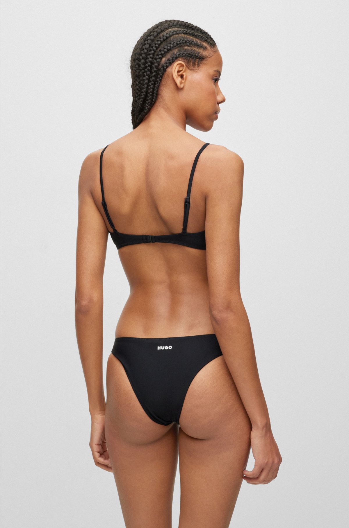 Bralette HUGO - print contrast top bikini with logo