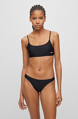 HUGO - Bralette bikini top print with logo contrast