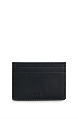 Matte-leather card holder with embossed logo