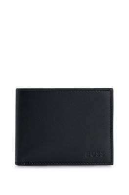 BOSS - Matte-leather wallet with embossed logo and polished hardware