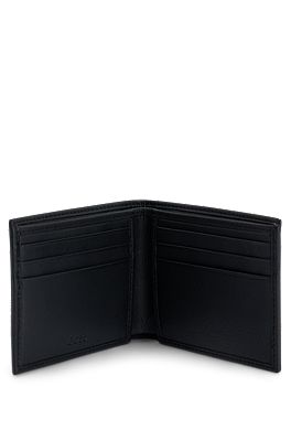 Matte-leather wallet with embossed logo and polished hardware