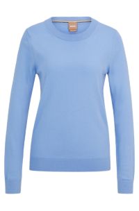 Crew-neck sweater in merino wool, Light Blue