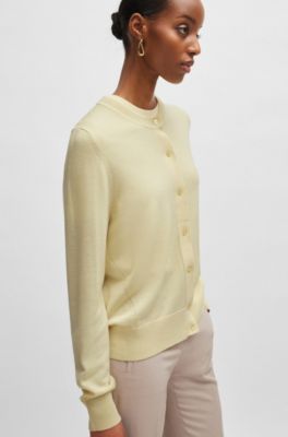 C&aacute;rdigan de lana merina con botones, Amarillo claro