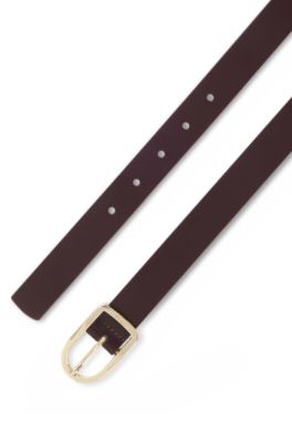 Leather belt with gold-tone buckle, Light Purple