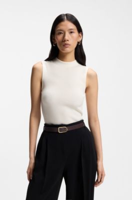 Leather belt with gold-tone buckle, Light Purple