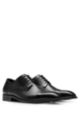 Leather Derby lace-up shoes with embossed logo, Black