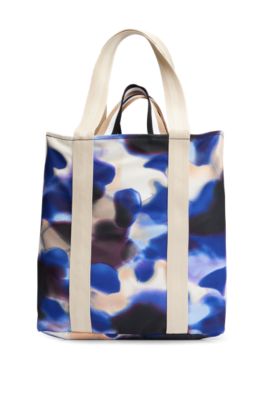 BOSS Structured-canvas tote bag with seasonal print and logo