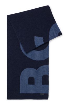 BOSS - Pure-wool scarf with structured logo