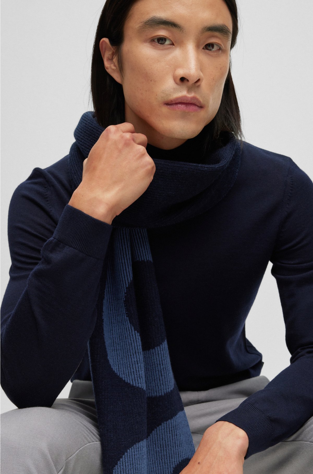 BOSS - scarf with structured logo