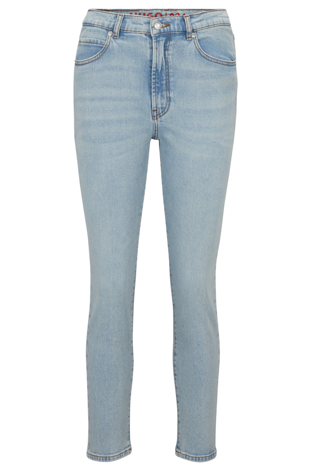 HUGO - Slim-fit jeans in vintage-wash stretch denim