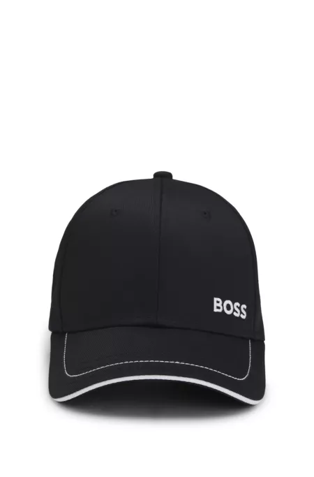 Cotton-twill cap with contrast trim and embroidered logo