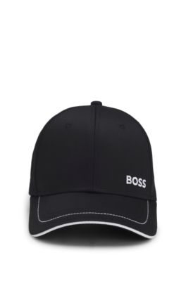Cotton-twill cap with contrast trim and embroidered logo, Black