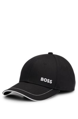 Hugo Boss Cap-1 Mens Cotton-twill Cap With Logo Detail In Black