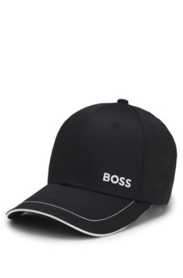 Cotton-twill cap with contrast trim and embroidered logo, Black