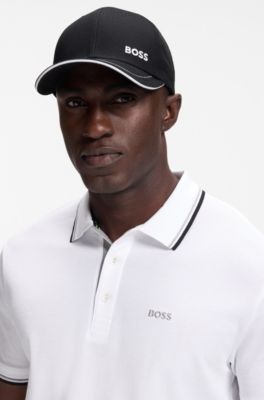 Cotton-twill cap with contrast trim and embroidered logo, Black