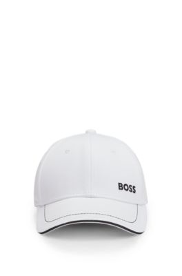 Cotton-twill cap with contrast trim and embroidered logo, White