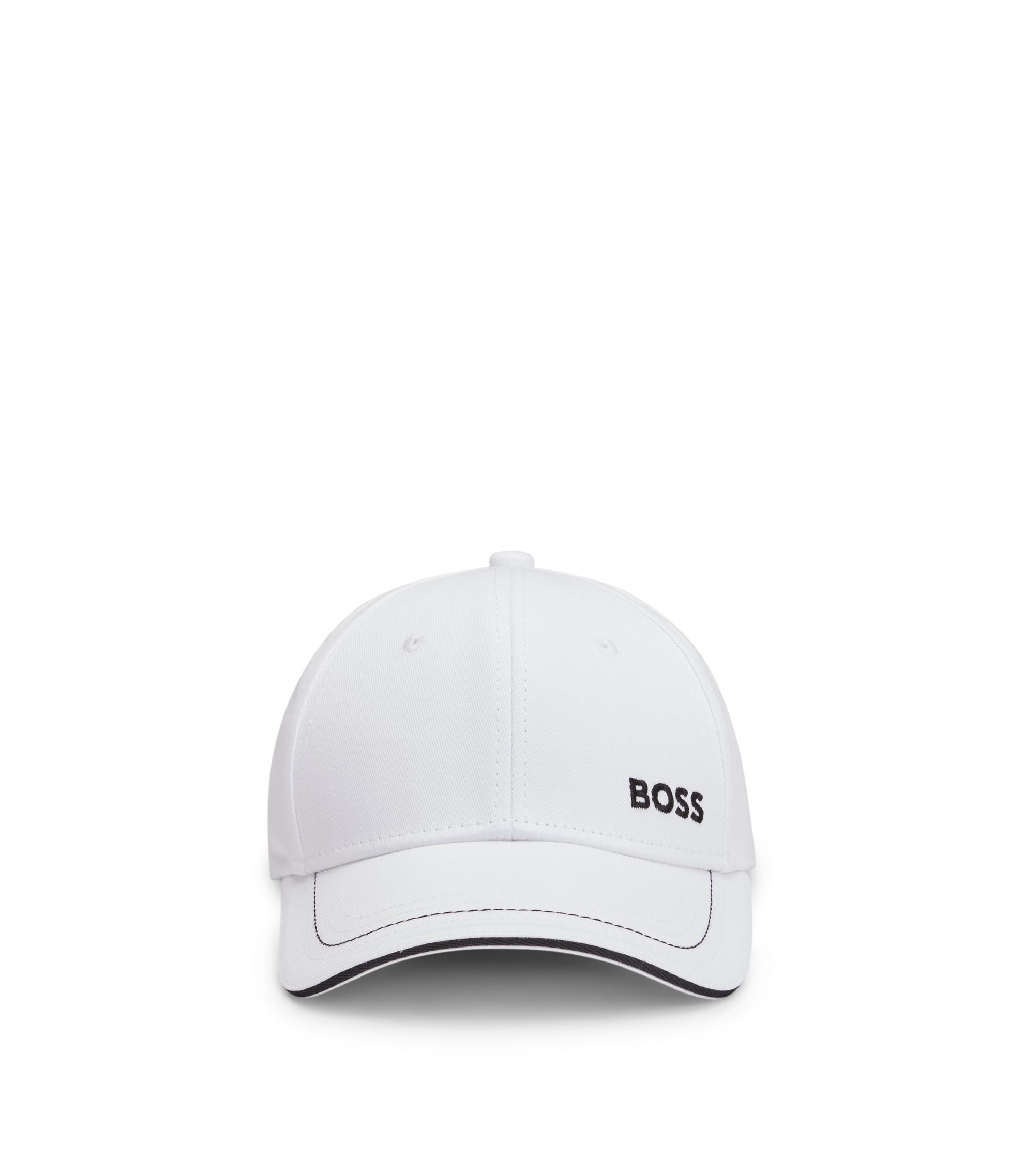 BOSS - Cotton-twill cap with embroidered logo - White