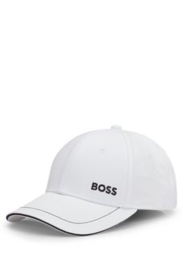 Cotton-twill cap with contrast trim and embroidered logo, White