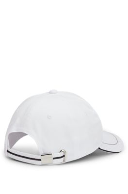 Gorra de sarga de algod&oacute;n con ribetes en contraste y logo bordado, Blanco
