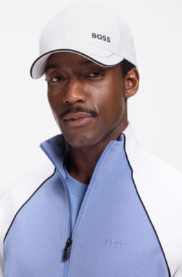 Cotton-twill cap with contrast trim and embroidered logo, White