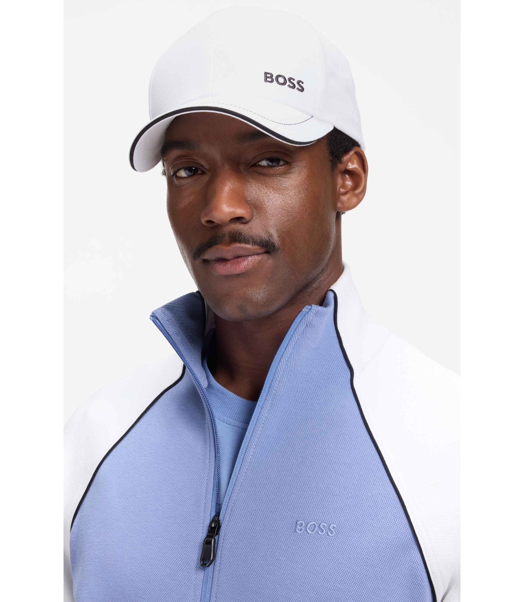 BOSS - Cotton-twill cap with contrast trim and embroidered logo