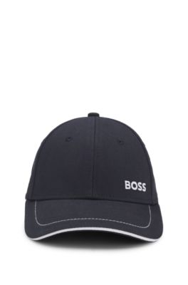 Gorra de sarga de algod&oacute;n con ribetes en contraste y logo bordado, Azul oscuro