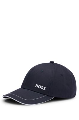 Hugo Boss Cotton Twill Cap With Contrast Logo In Dark Blue 402