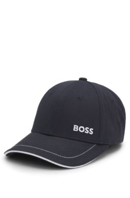 Cotton-twill cap with contrast trim and embroidered logo, Dark Blue