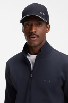 Cotton-twill cap with contrast trim and embroidered logo, Dark Blue
