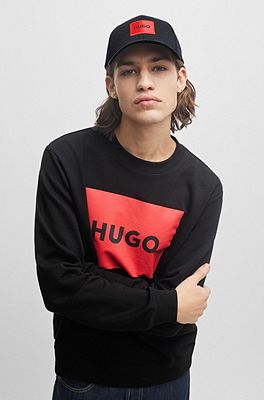 HUGO - Cotton-twill cap with label red logo