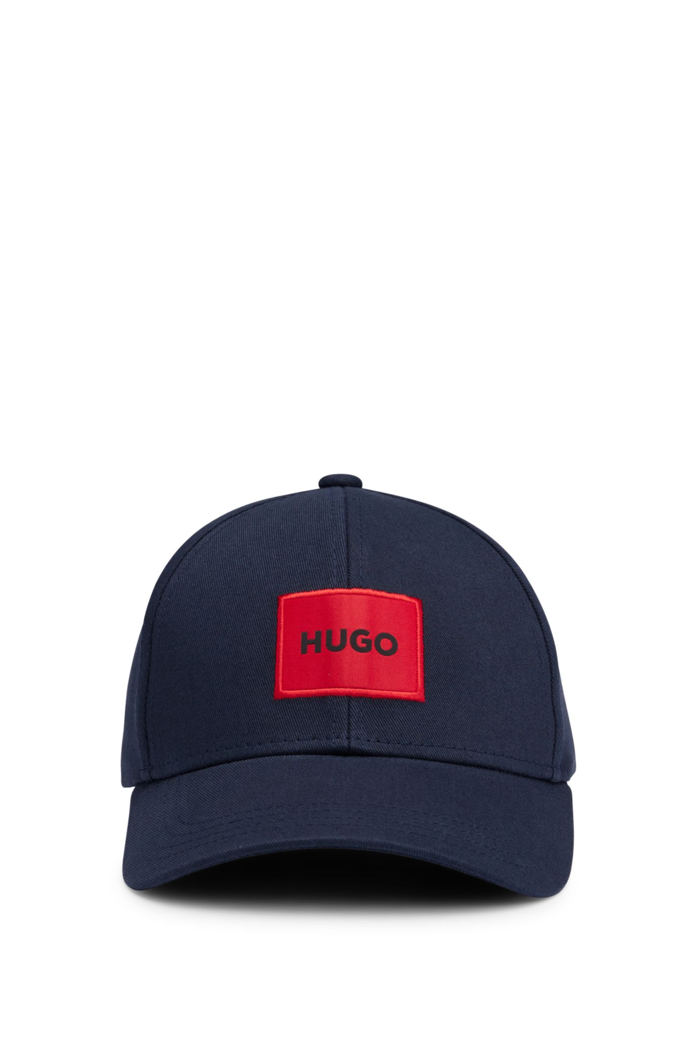 HUGO - cap label with Cotton-twill red logo