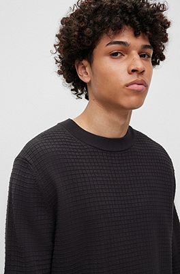 HUGO - Cotton sweater with jacquard pattern