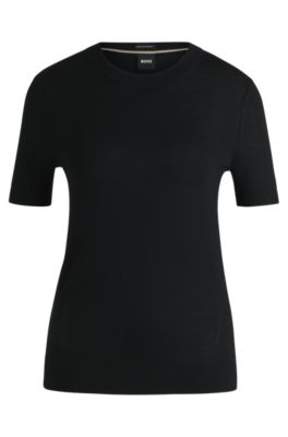 Hugo Boss Boss Falyssiasi Wool T-shirt In Black