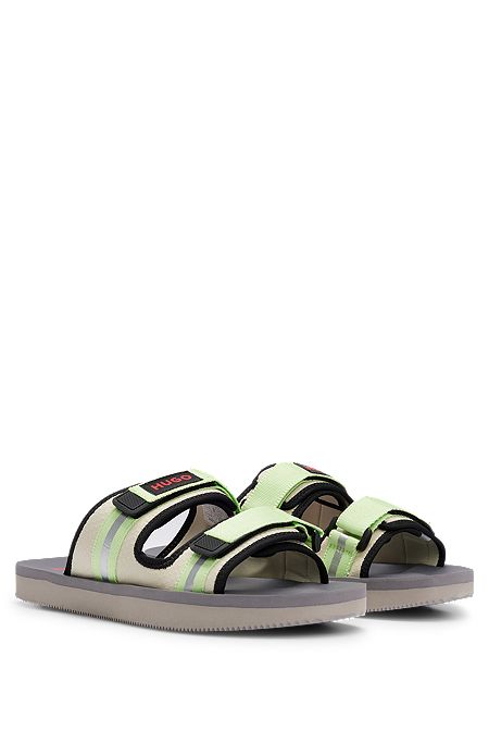 Logo sandals with twin touch-closure straps, White