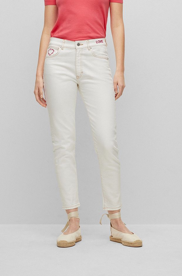 White jeans in relaxed-fit comfort-stretch denim, White