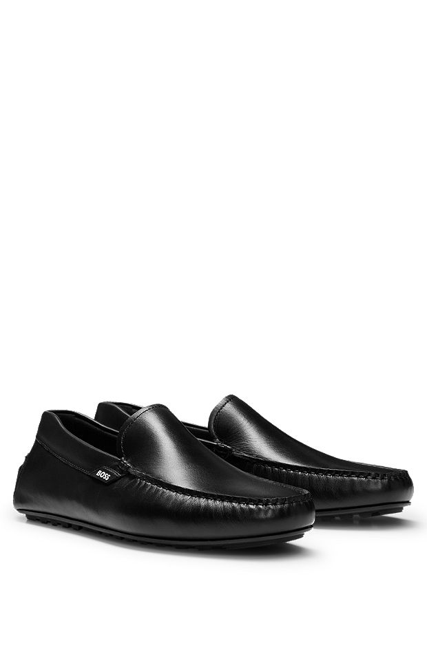 Slip-On Espadrilles in Leather with Signature details- Black | Men's Casual Shoes Size 7