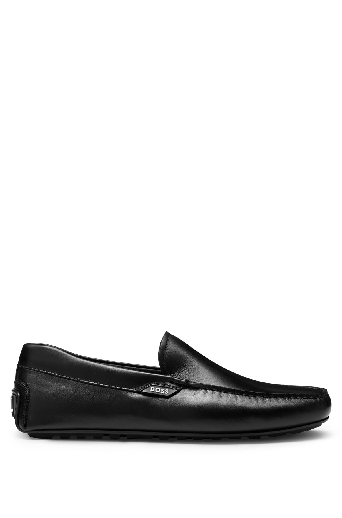 Nappa-leather moccasins with logo trim, Black