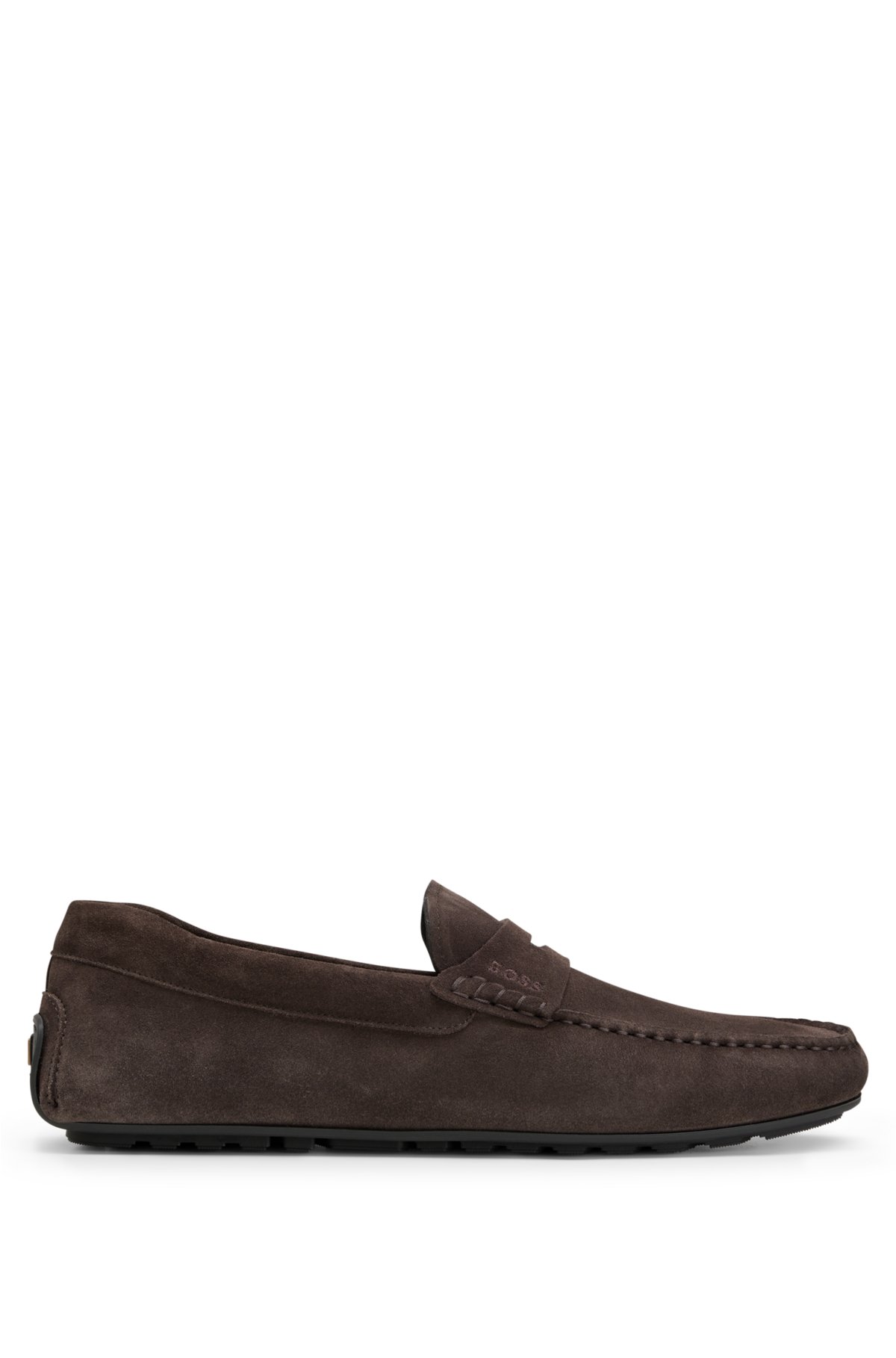 BOSS - Suede moccasins with branded trim