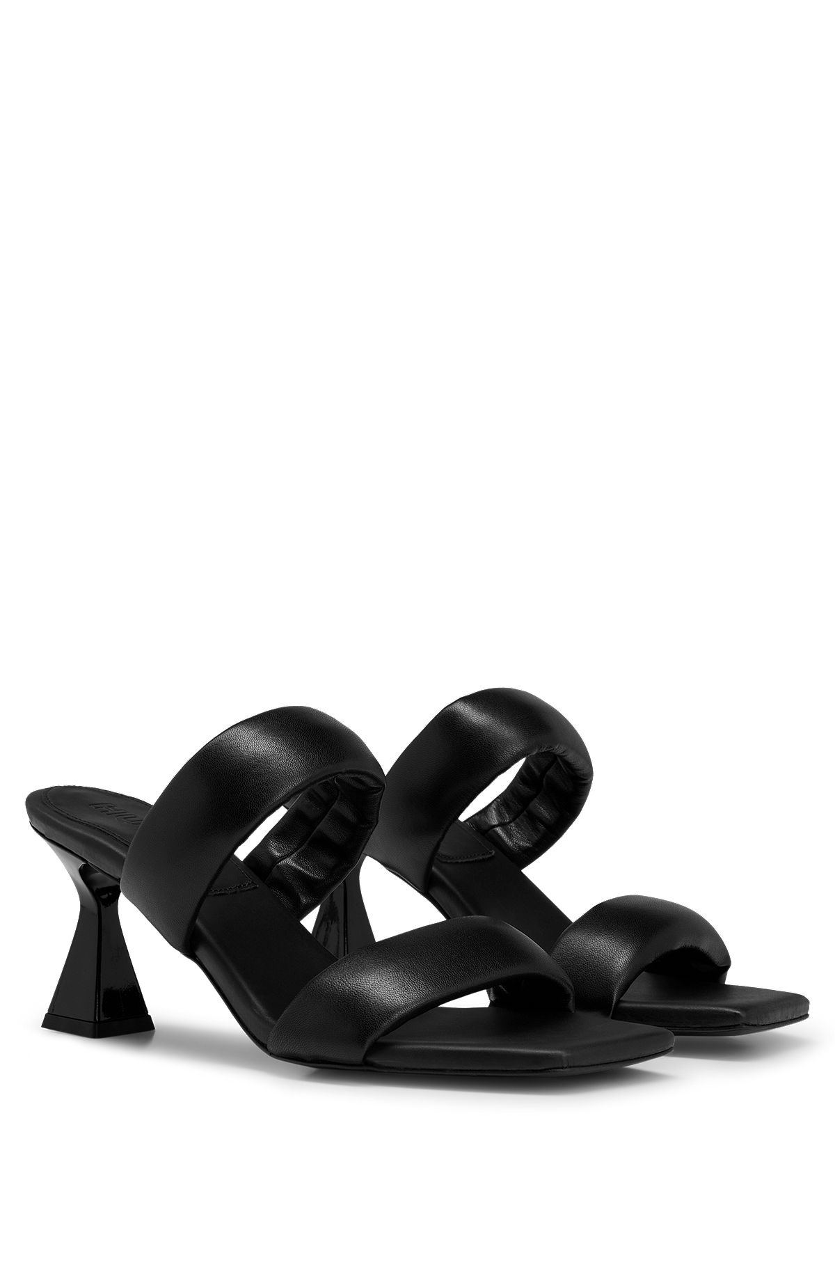 Nappa-leather sandals with flared heel, Black