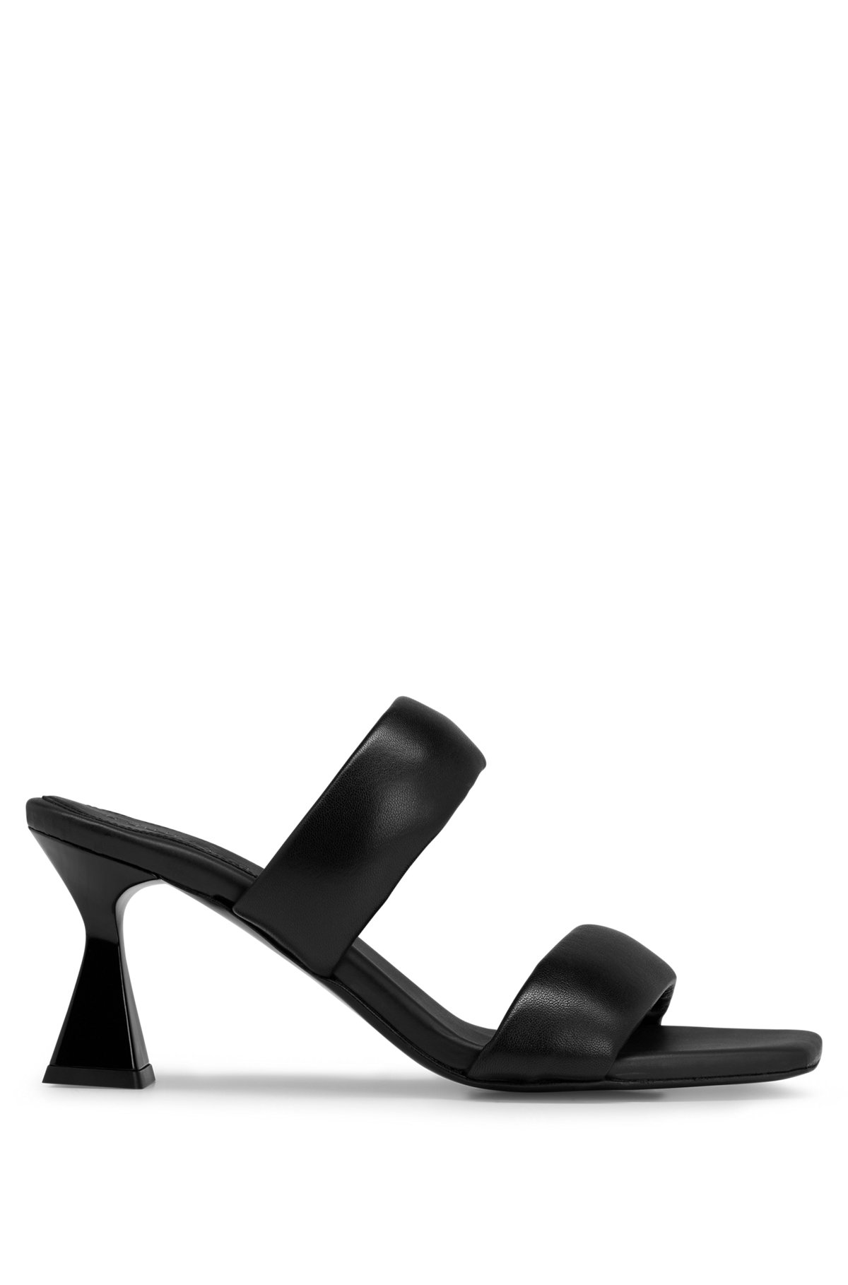 Nappa-leather sandals with flared heel, Black