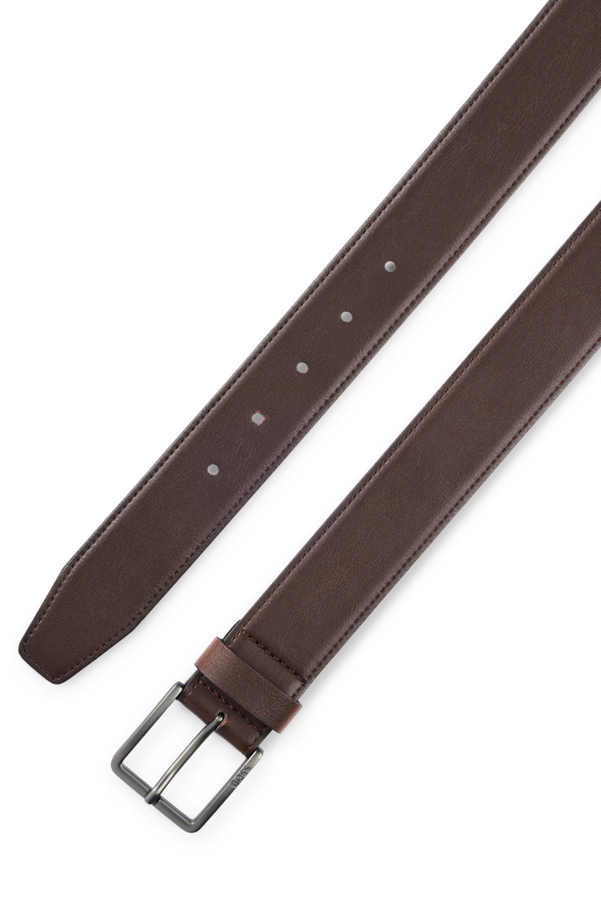 BOSS - Faux-leather belt with logo-engraved buckle
