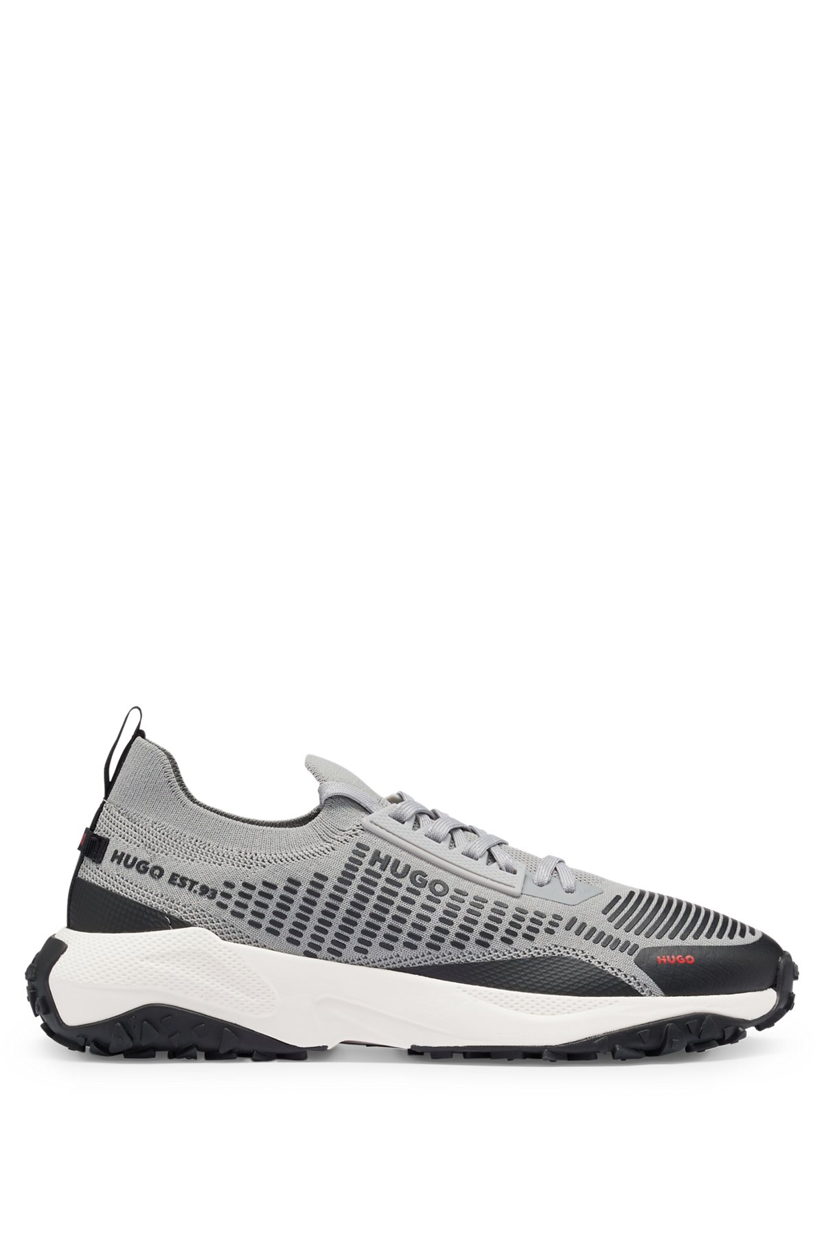 Sock trainers with chunky sole and statement branding, Light Grey