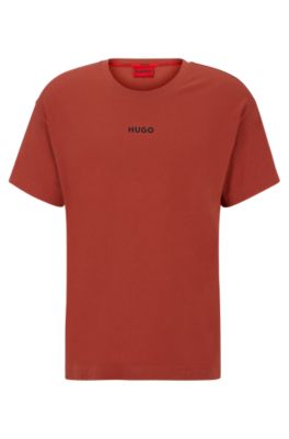 HUGO - Stretch-cotton jersey pajama T-shirt with red logo
