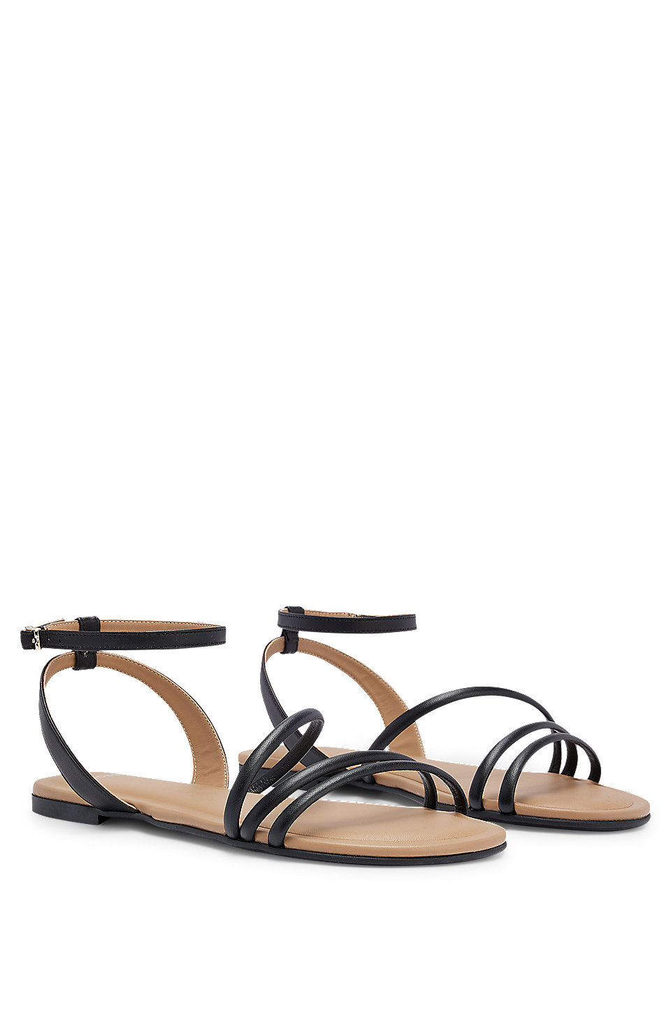 BOSS - Nappa-leather strappy sandals with flat sole