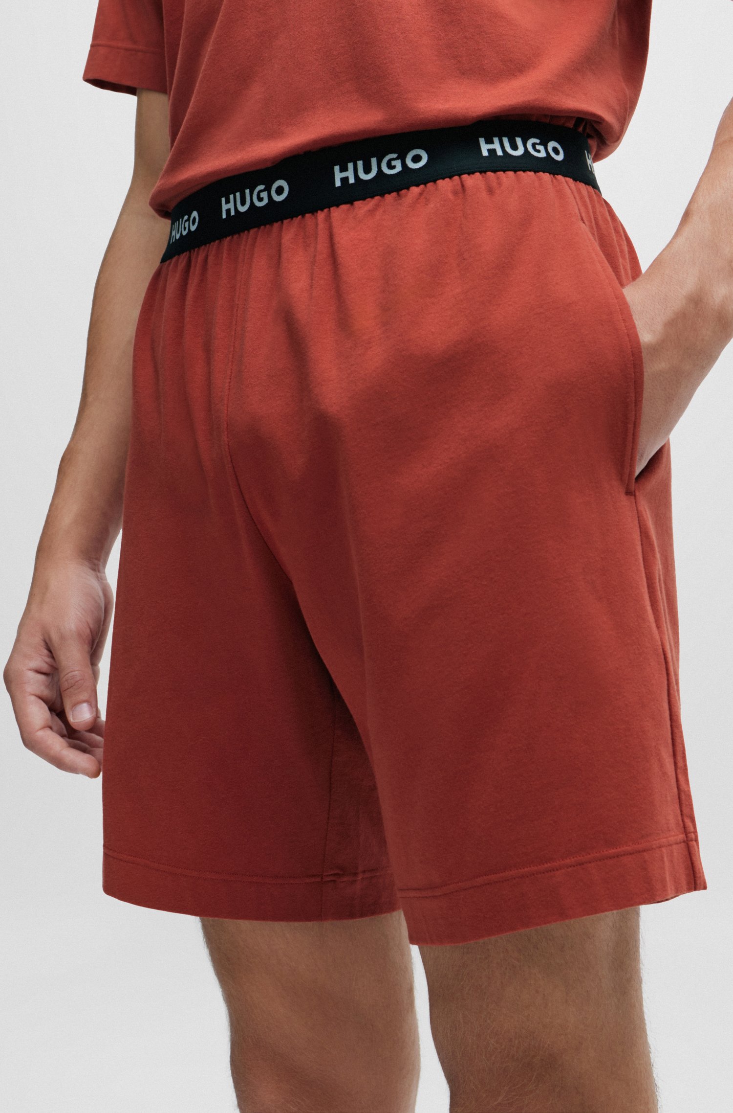 Shorts de pijama en punto elástico con logo la cintura