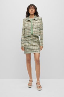 BOSS - Regular-fit cropped jacket in soft tweed