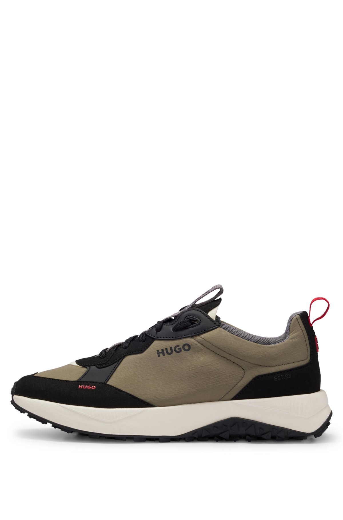 HUGO - Mixed-material trainers with suede and coated canvas