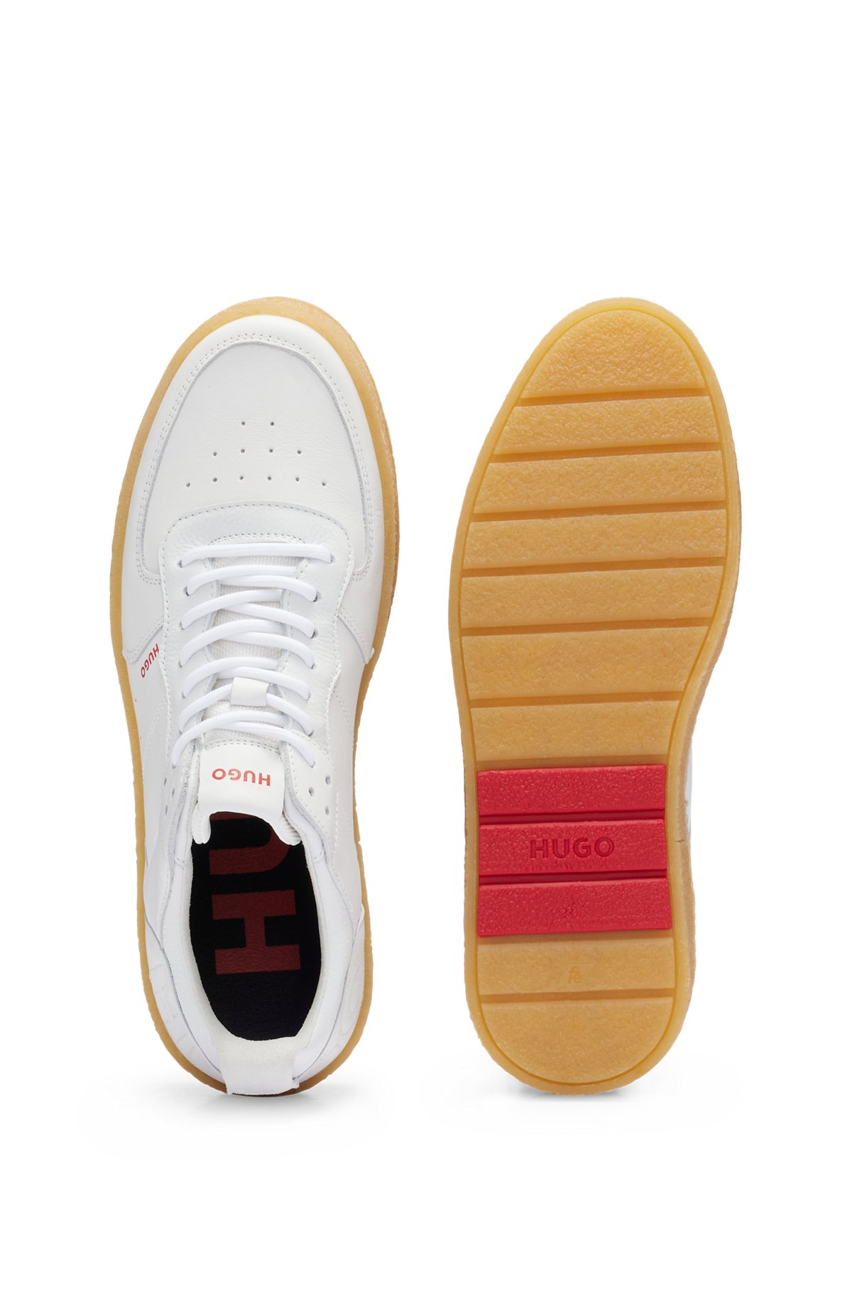 Lace-up trainers in nappa leather with backtab logo, White