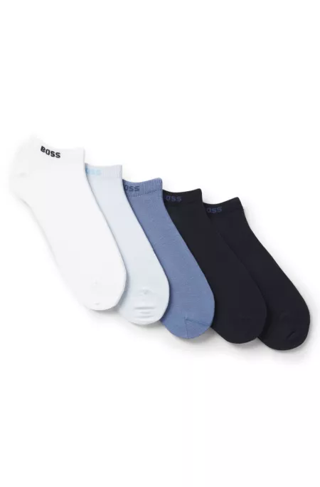 Five-pack of cotton-blend ankle-length socks with branding